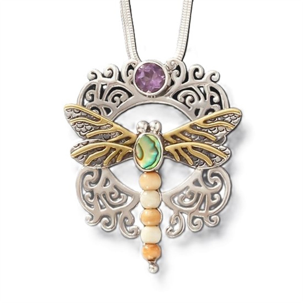 Walrus Ivory Slider Style Dragonfly Pendant/Necklace Sterling Silver