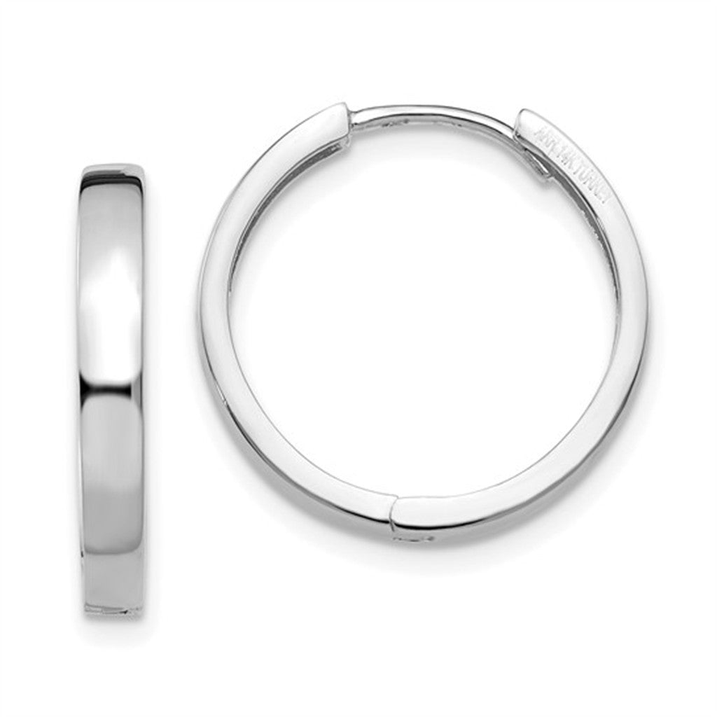 Hoop Precious Metal Earrings 15 mm Diamiter 3mm Thick 14 Karat Gold White
