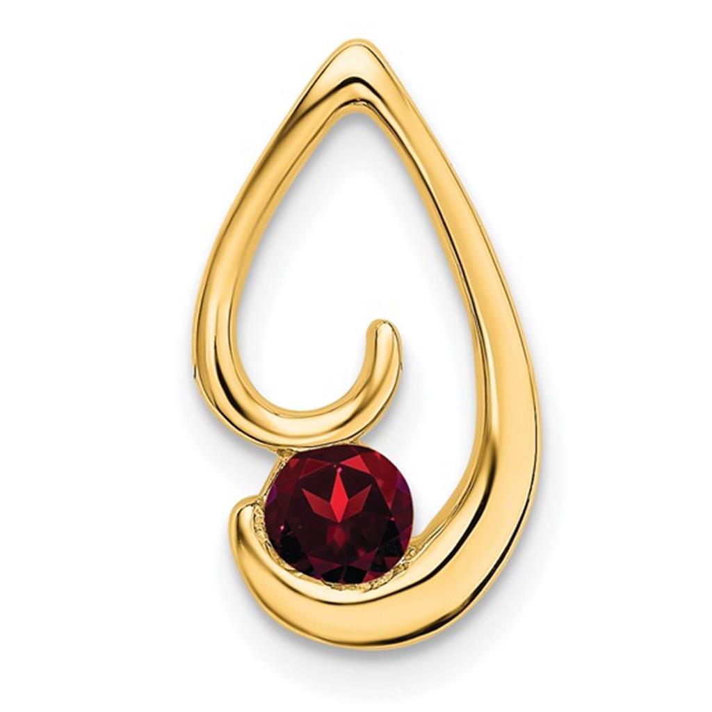 Drop Pendants 14 KT Yellow with Round Red Brown Garnet Mozambique