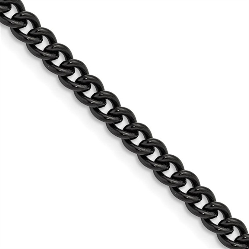 Black IP Stainless Steel 4.5 MM Curb Chain 24" Long