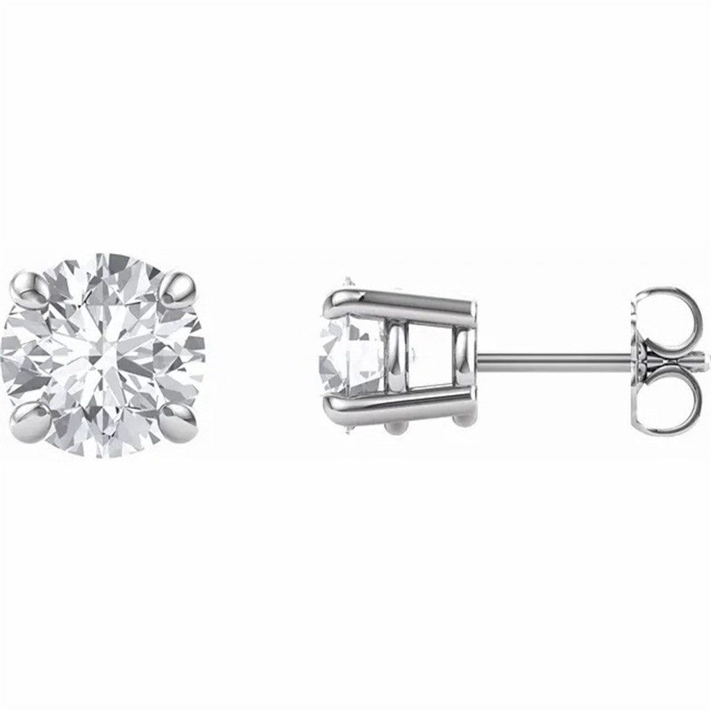 14 Karat Gold White Stud Earrings 2.50ctw R Moissanites