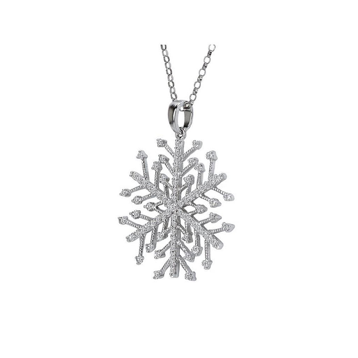 Snowflake Drop Pendant Diamond 14 KT White with Round Diamond