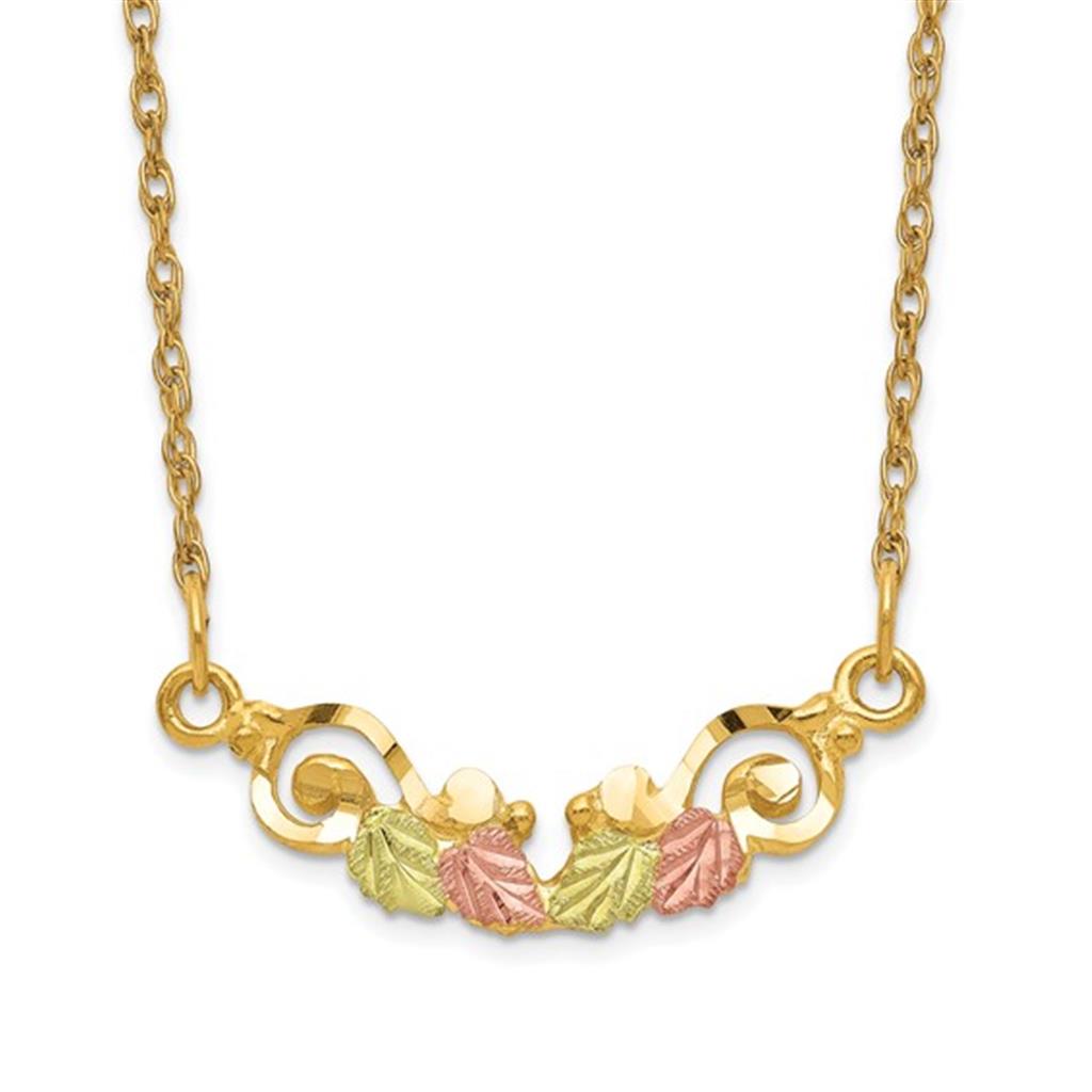 In Line Precious Metal Necklace In Line 10 KT TRI Color 19" long On a Rope Chain Yellow 10 KT