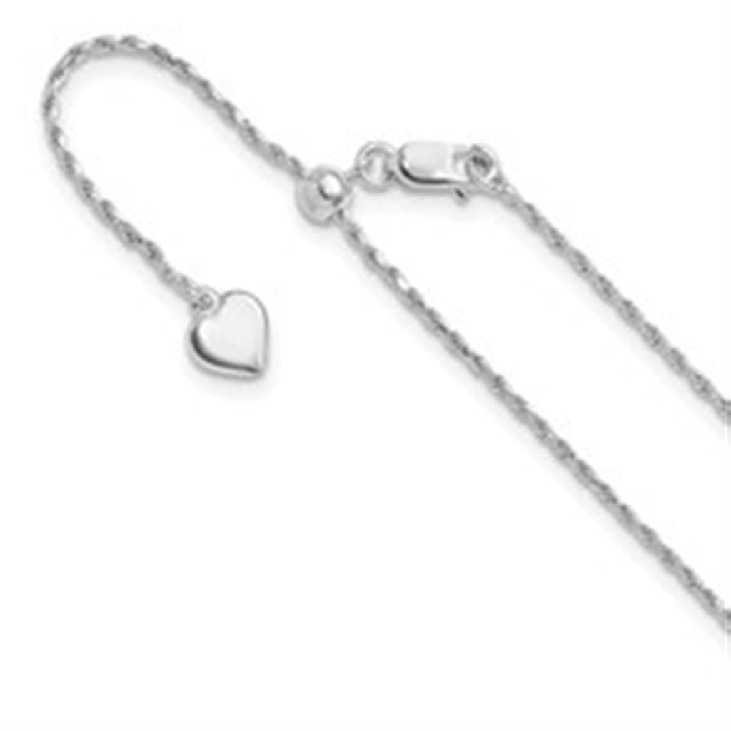 White Sterling Silver 1.2 MM Rope Chain 22" Long