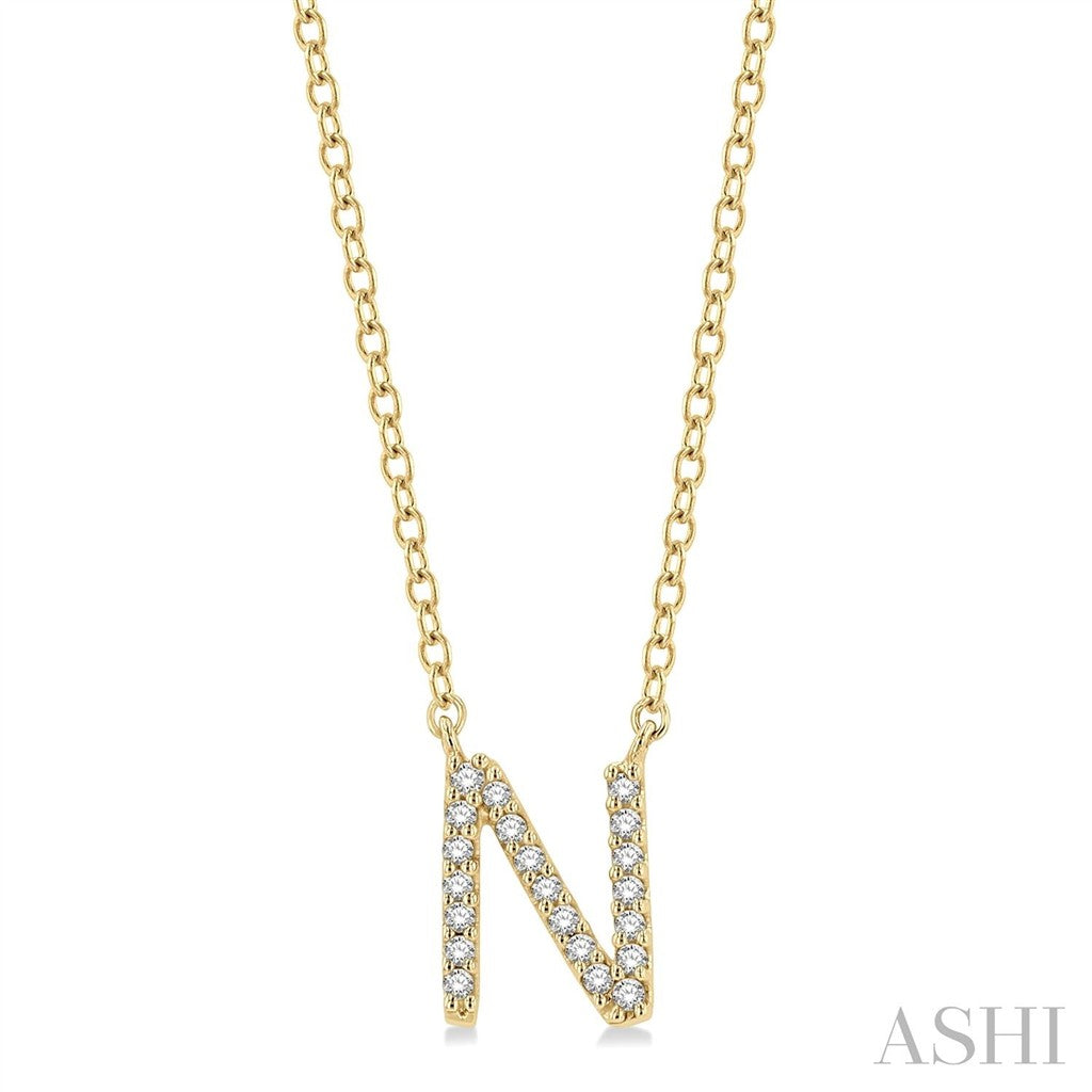 Initial Y Style Necklace 10 Karat Gold Yellow With Diamonds 18" Long