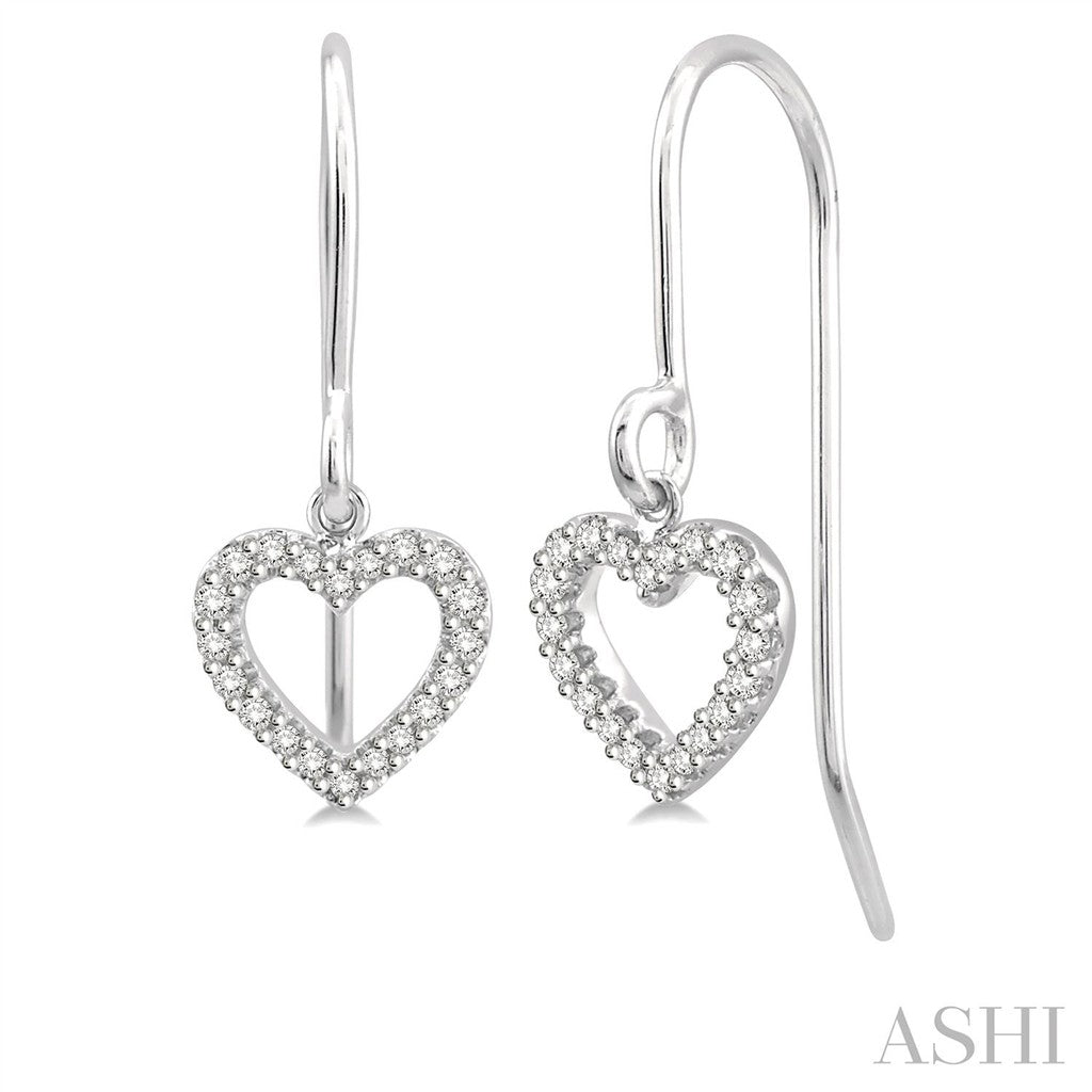Diamond Dangle Drop Earrings 10 Karat Gold White 0.15 Carat Total Weight