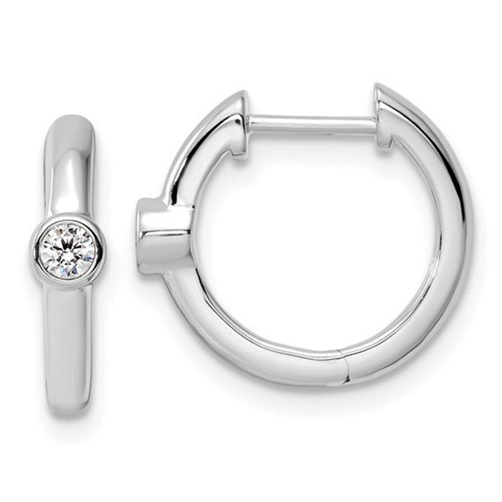 Lab Diamonds Hoop Earrings 14 Karat Gold White 0.06 Carat Total Weight