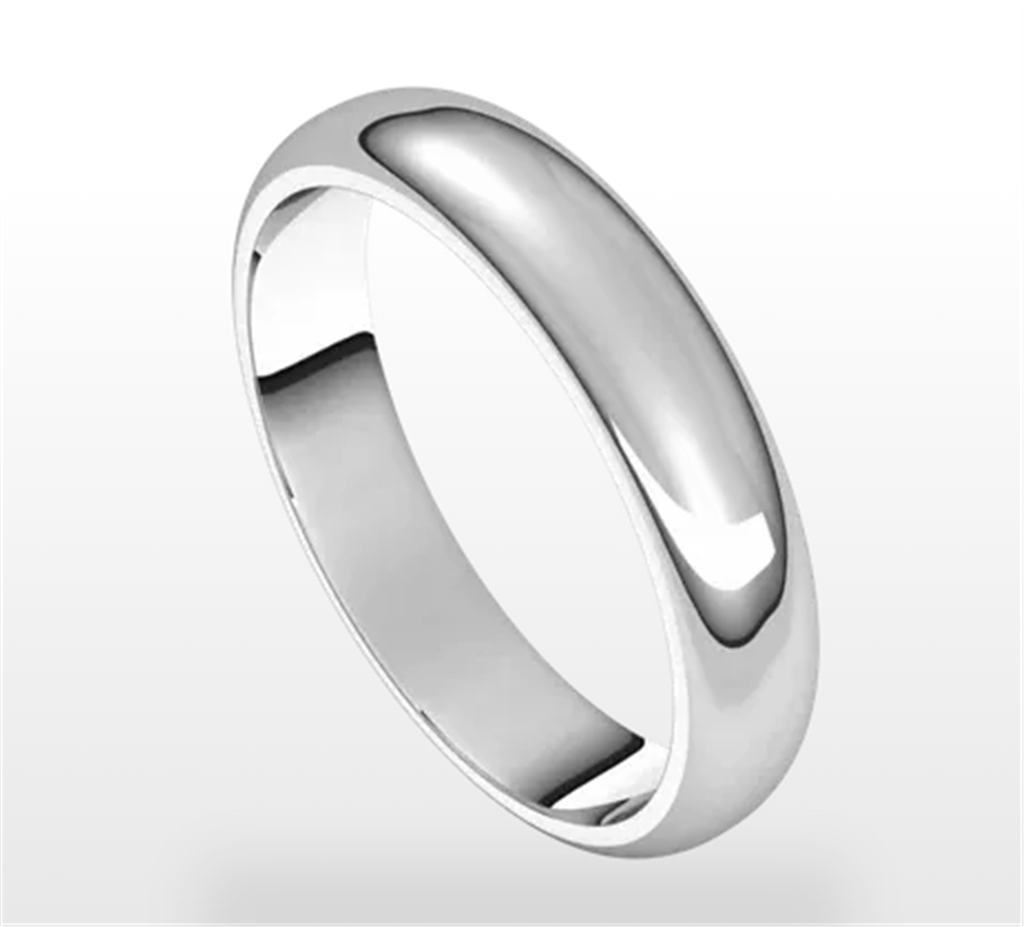 Straight Solid Style Wedding Band Platinum White 4mm wide size 8
