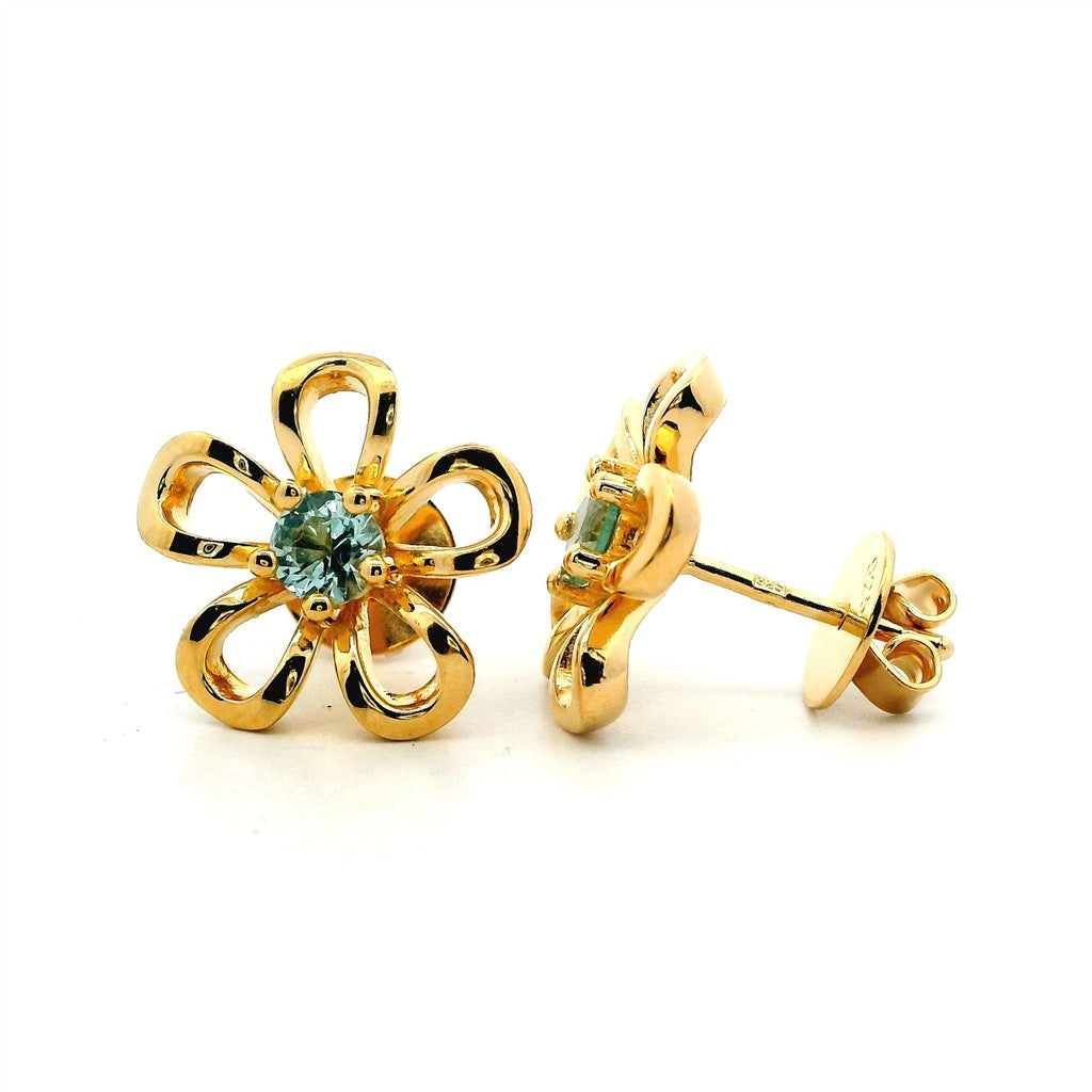 Sterling Silver Earrings With Colored Stone