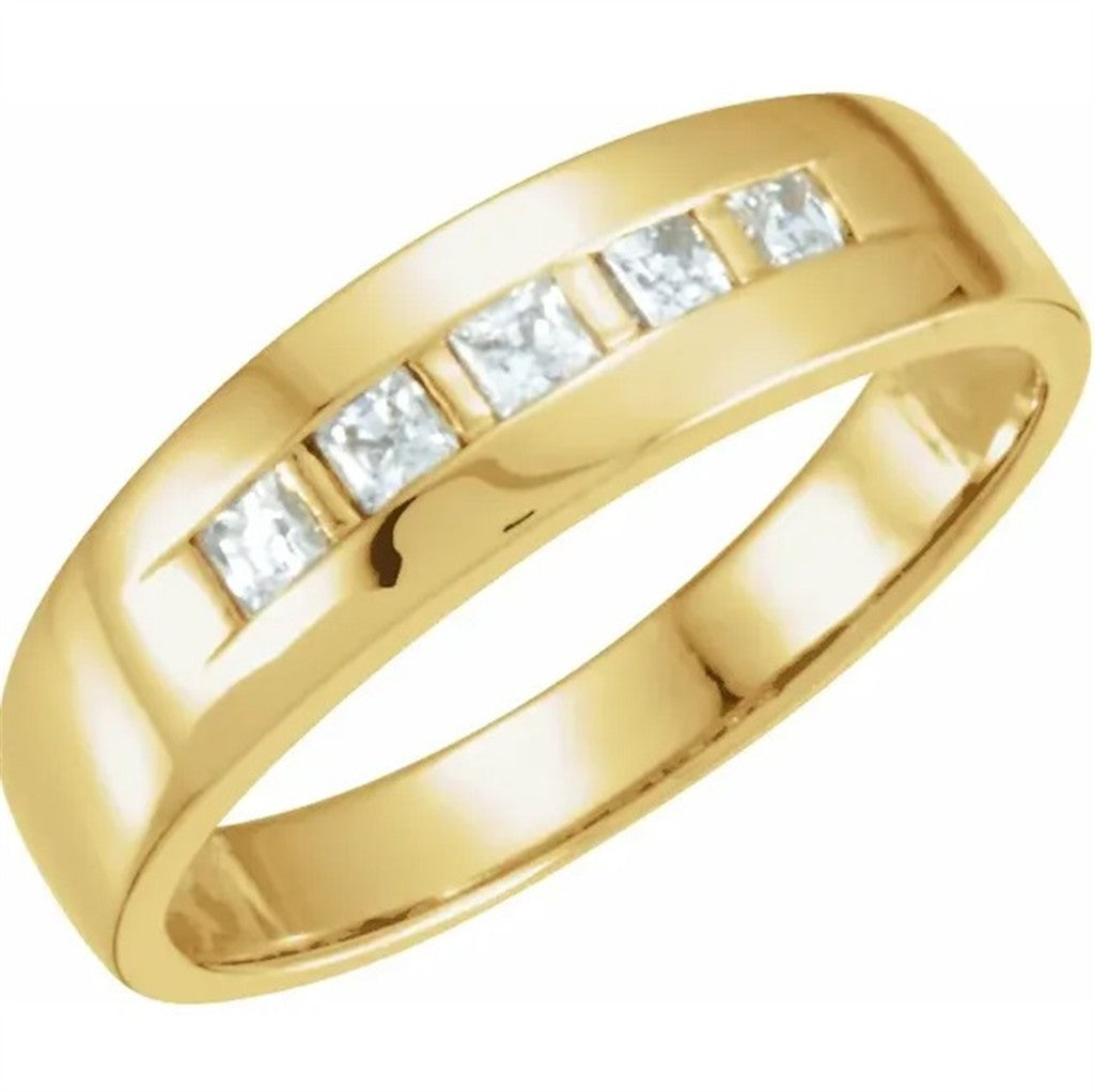 Channel Set Style Diamond Wedding Band Base Metal Yellow with Diamonds size 6.75