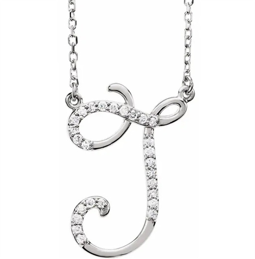 67399 CB Necklace 14 Karat Gold White With Diamonds 18" Long