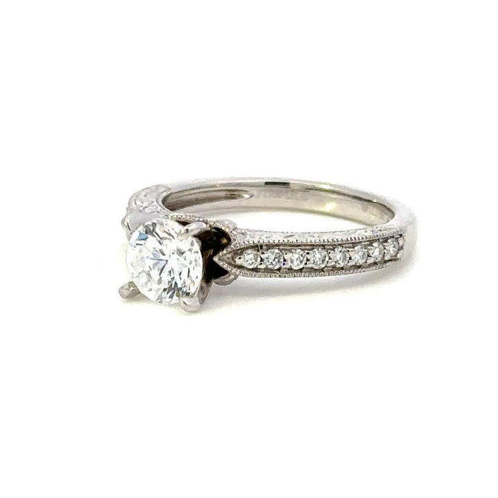 Solitare Accent Style Diamond Engagement Ring Platinum White 
(Center Stone Not Included)