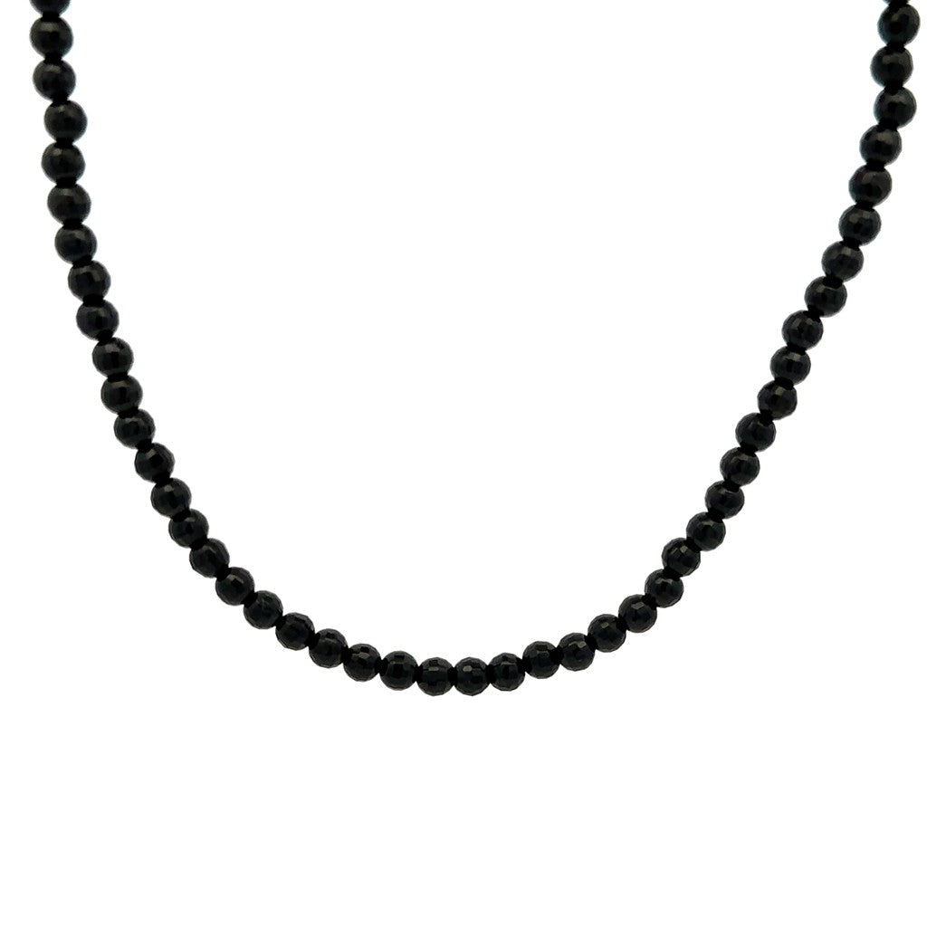 Onyx Strand Necklace With a Sterling Silver Clasp 18" Long