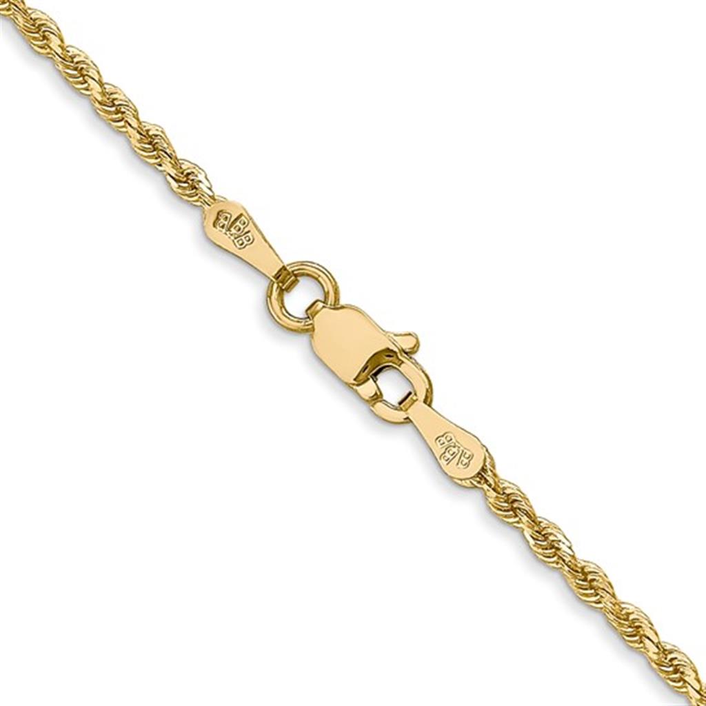 Rope Link Chain 14 KT Yellow 1.75 MM Wide 20' In Length