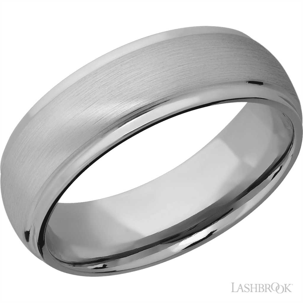 White Titanium Alternative Metal Ring 7mm wide Size 10