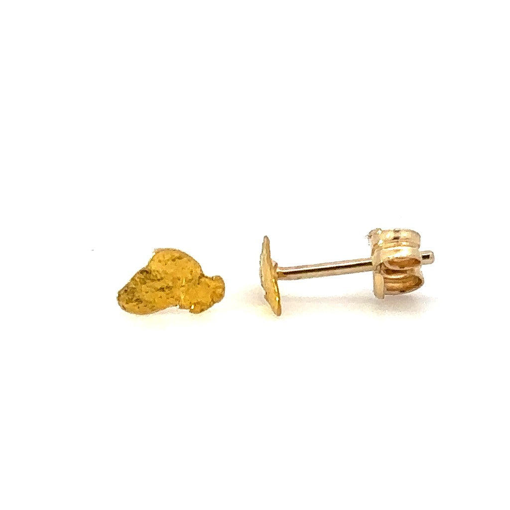 Earrings Single Nugget Studs Alaskan Gold Nugget 0.3 DWT