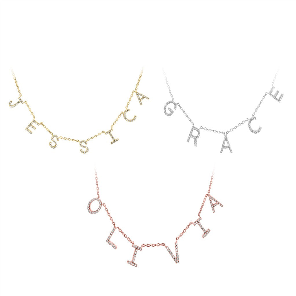 JESSICA Multi Drop Necklace 10 Karat Gold Yellow With Diamond 18" Long