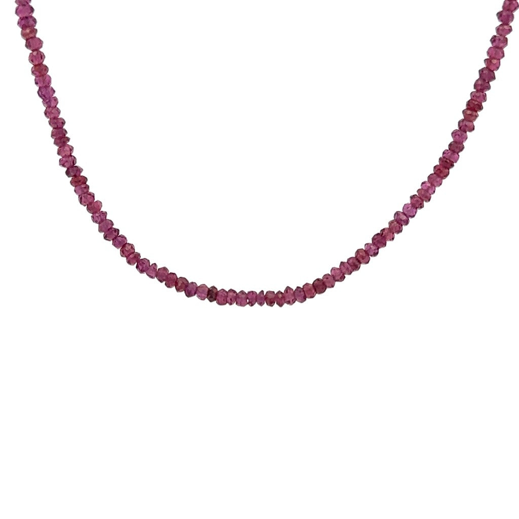 Garnet Rhodolite Bead Necklace With a Sterling Silver Clasp 18" Long