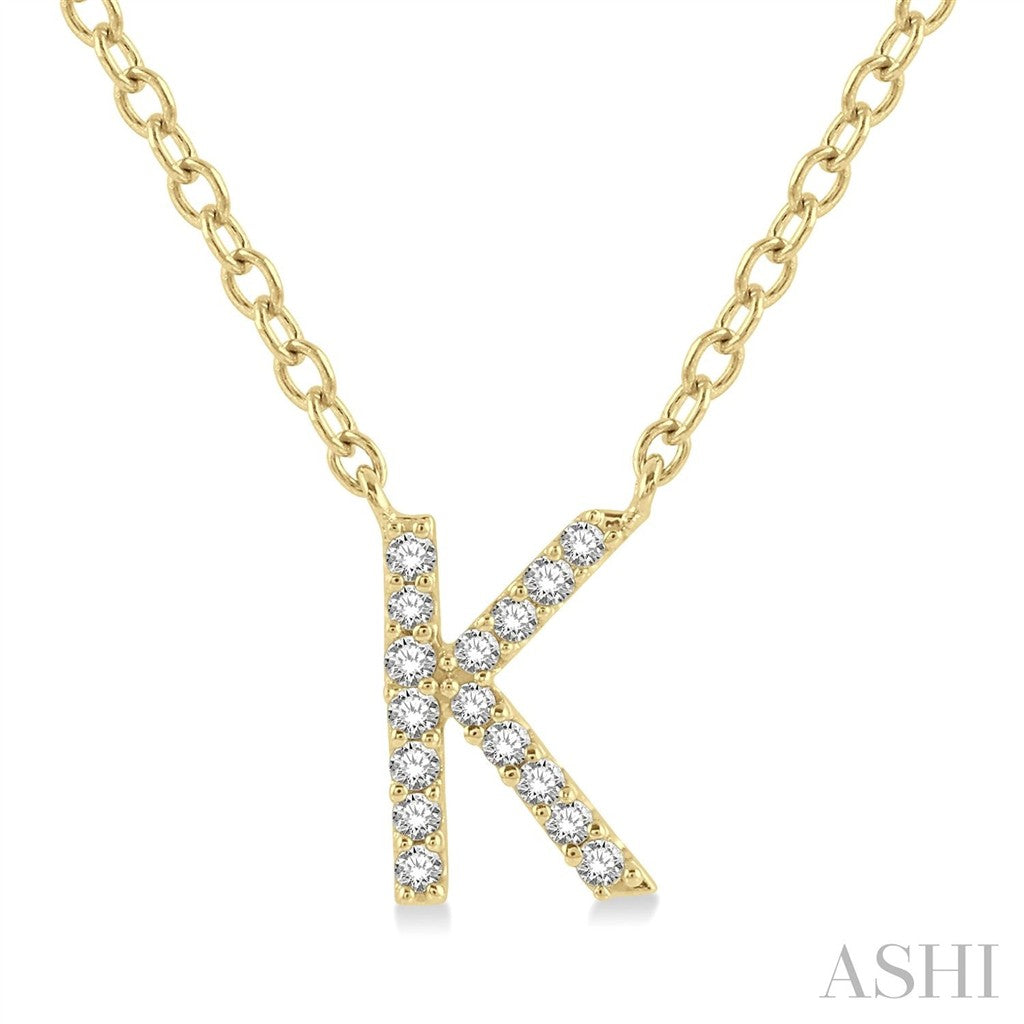 Initial Y Style Necklace 10 Karat Gold Yellow With Diamonds 18" Long