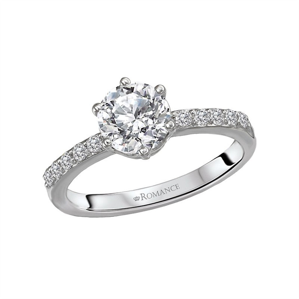 Solitare Accent Style Diamond Engagement Ring 14 Karat Gold White 
(Center Stone Not Included)