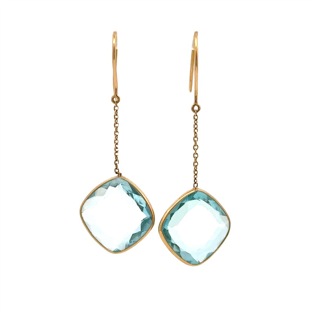 Earrings Precious Metal With Colored Stone Dangle Dangle Drop 14 Karat Gold Yellow With Topazes