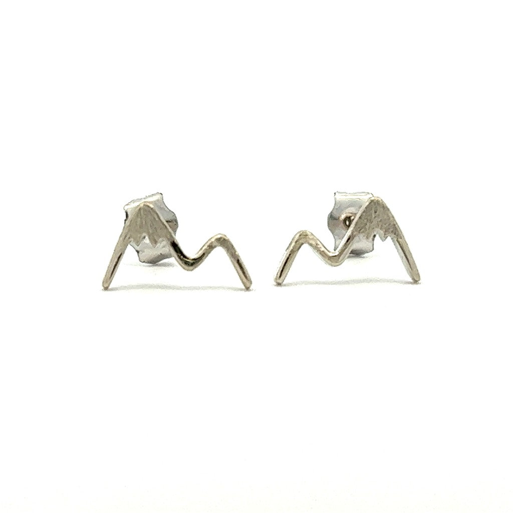Mountain Stud Precious Metal Earrings 14 Karat Gold White
