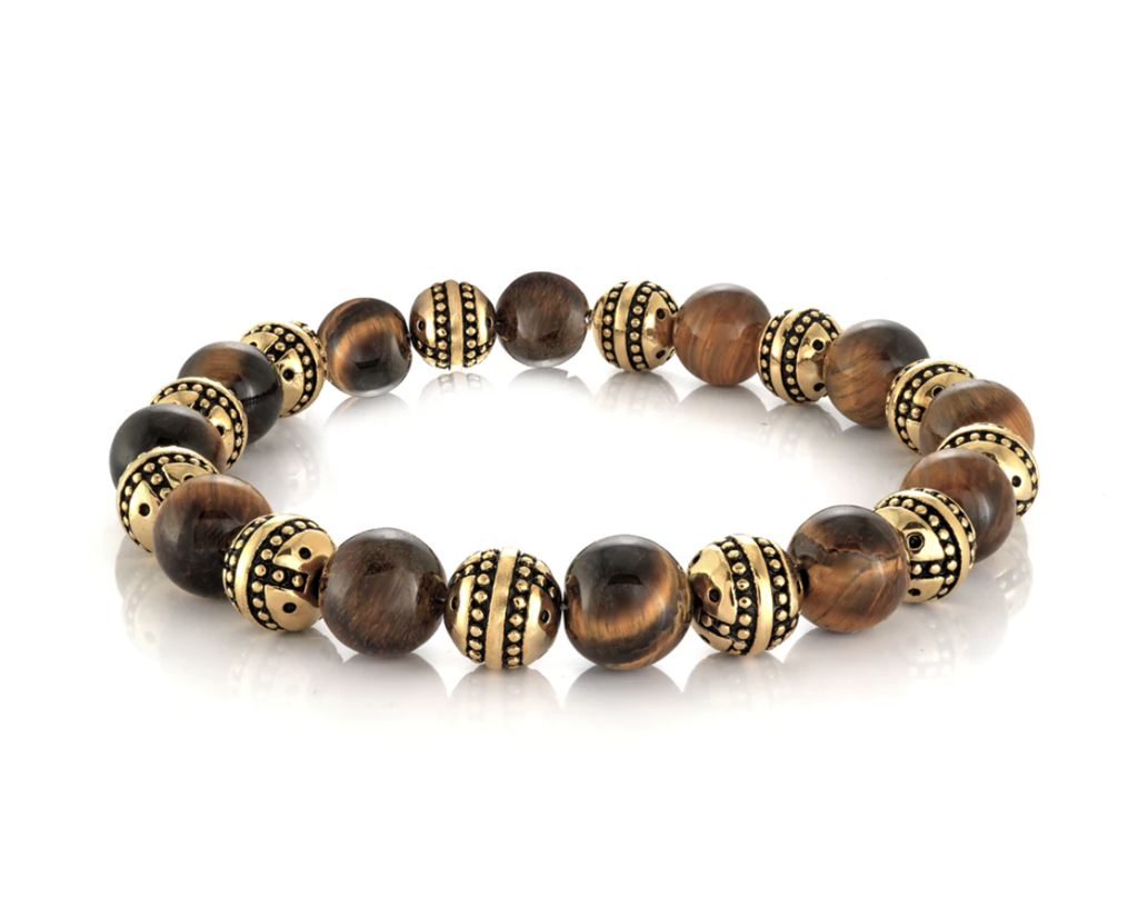Yellow Tigers Eye Gemstone Bead Stretch Bracelet 8.2" Long