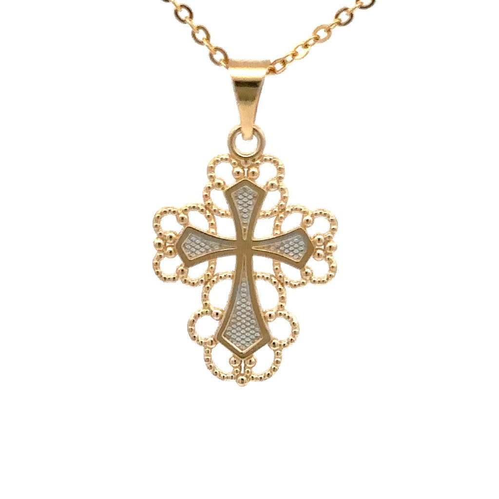 Cross Pendant 14 Karat Gold Two Tone