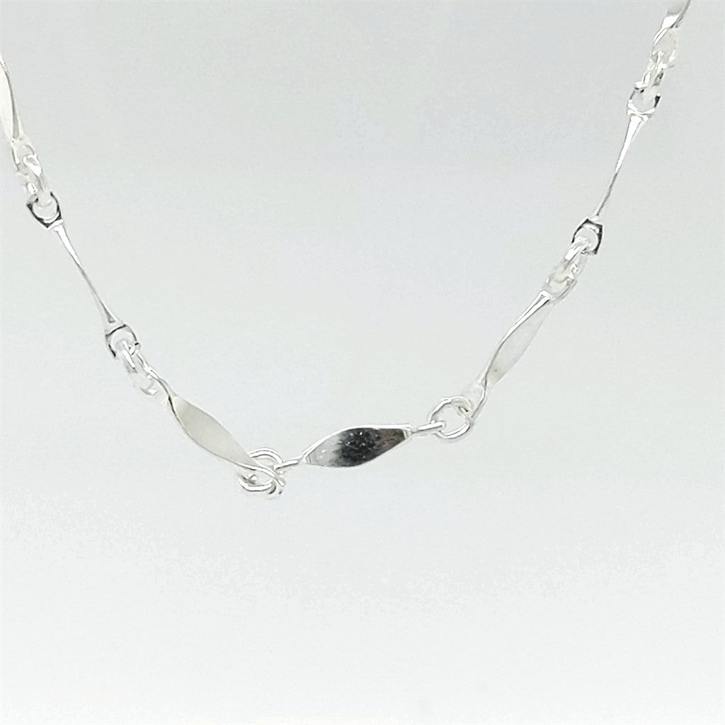 White Sterling Silver 1.8 MM Fancy Chain 15" Long
