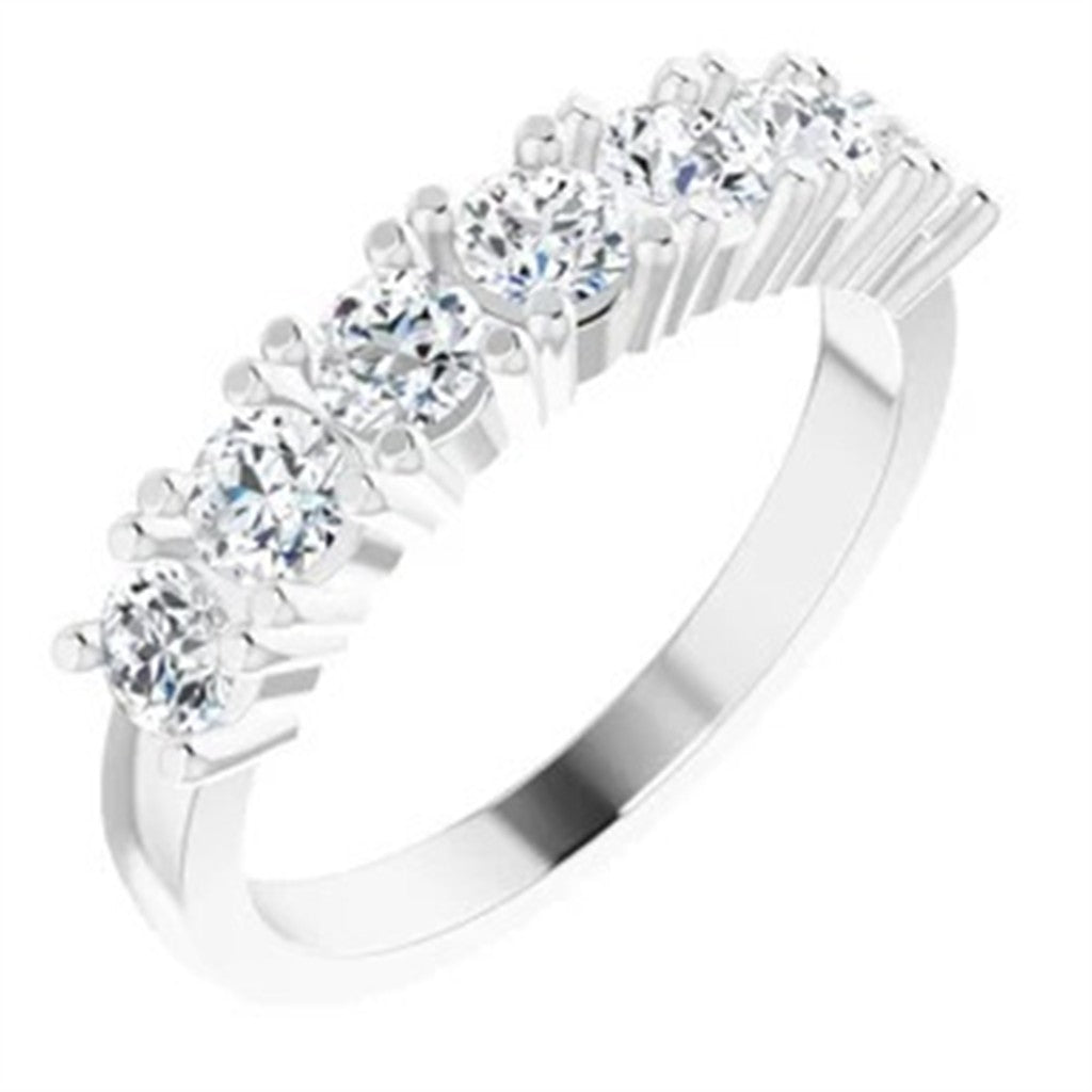 1/2 Anniversary Style Diamond Wedding Band Sterling Silver White with Diamonds & Diamonds Accent size 6.25