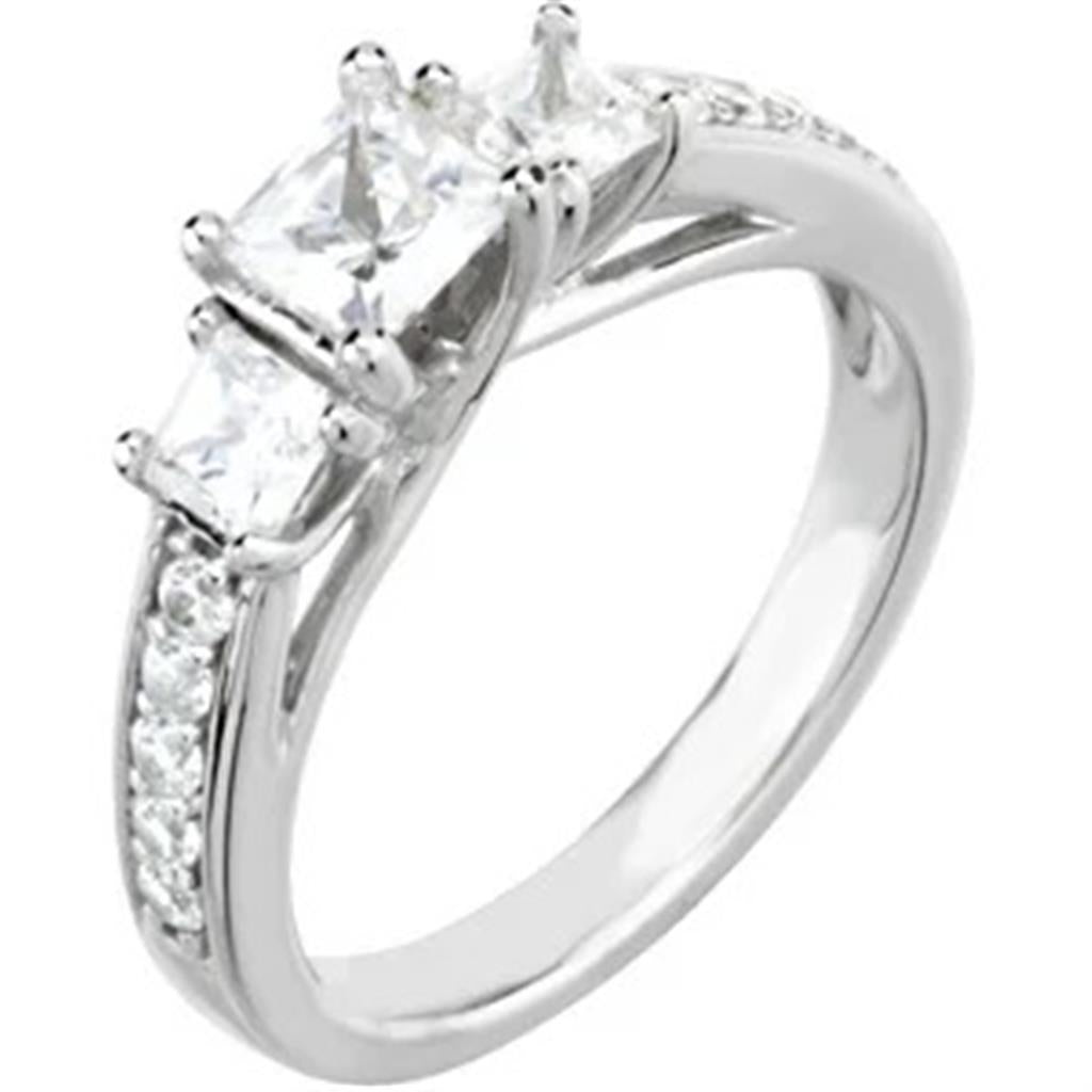 Three Stone Style Diamond Engagement Ring 14 Karat Gold White 
(Center Stone Not Included)