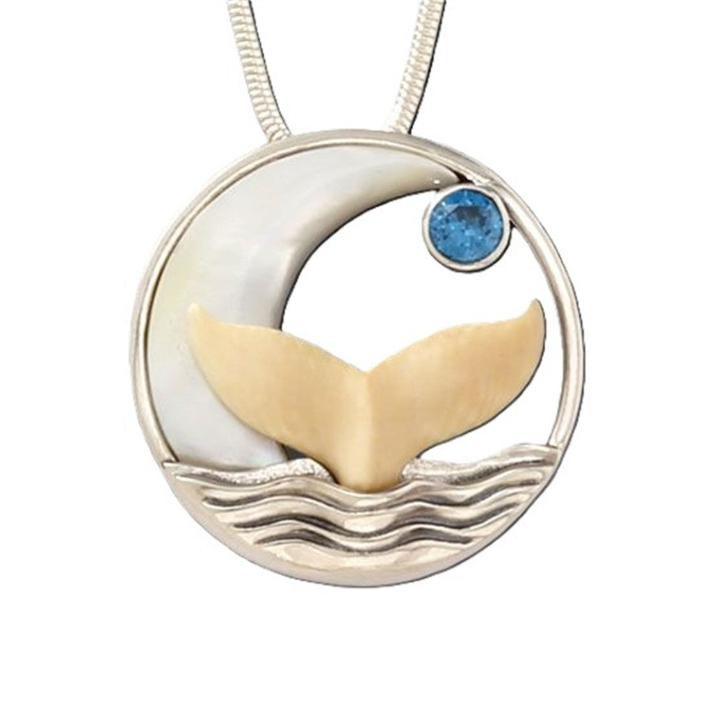 Mammoth Ivory Drop Style WHALE Pendant/Necklace Sterling Silver