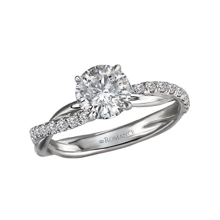 Solitare Accent Style Diamond Engagement Ring Platinum White 
(Center Stone Not Included)