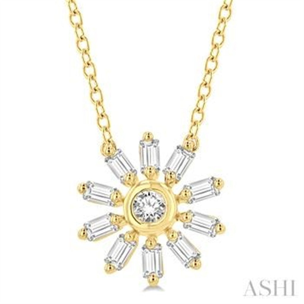 Sun Y Style Necklace 10 Karat Gold Yellow With Diamonds & Diamond 18" Long