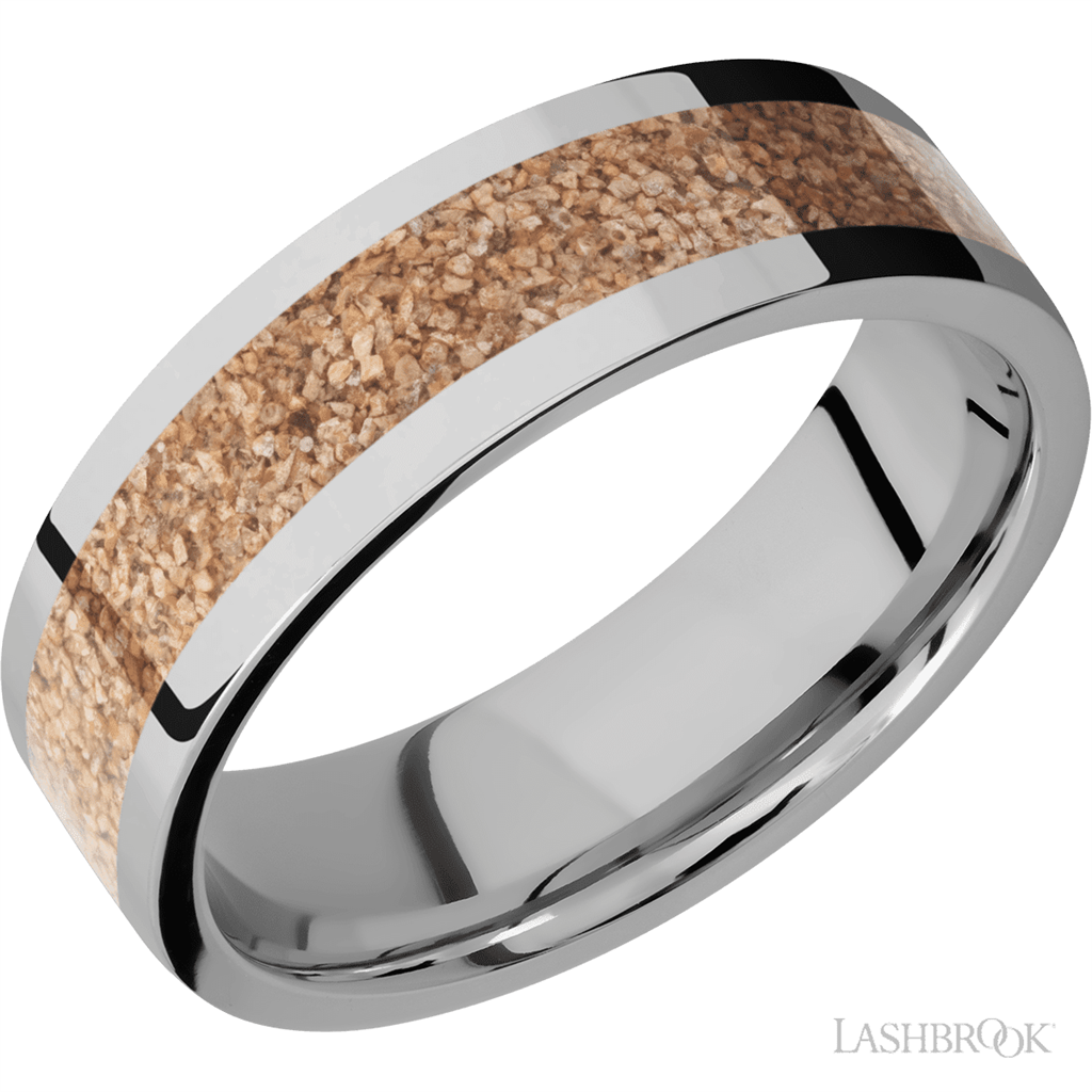 White Titanium Alternative Metal Ring 7mm wide Size 11.5