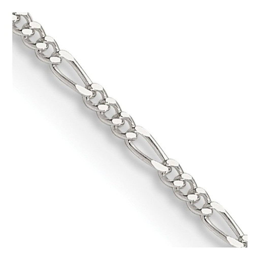 White Sterling Silver 1.2 MM Figaro Chain 16" Long