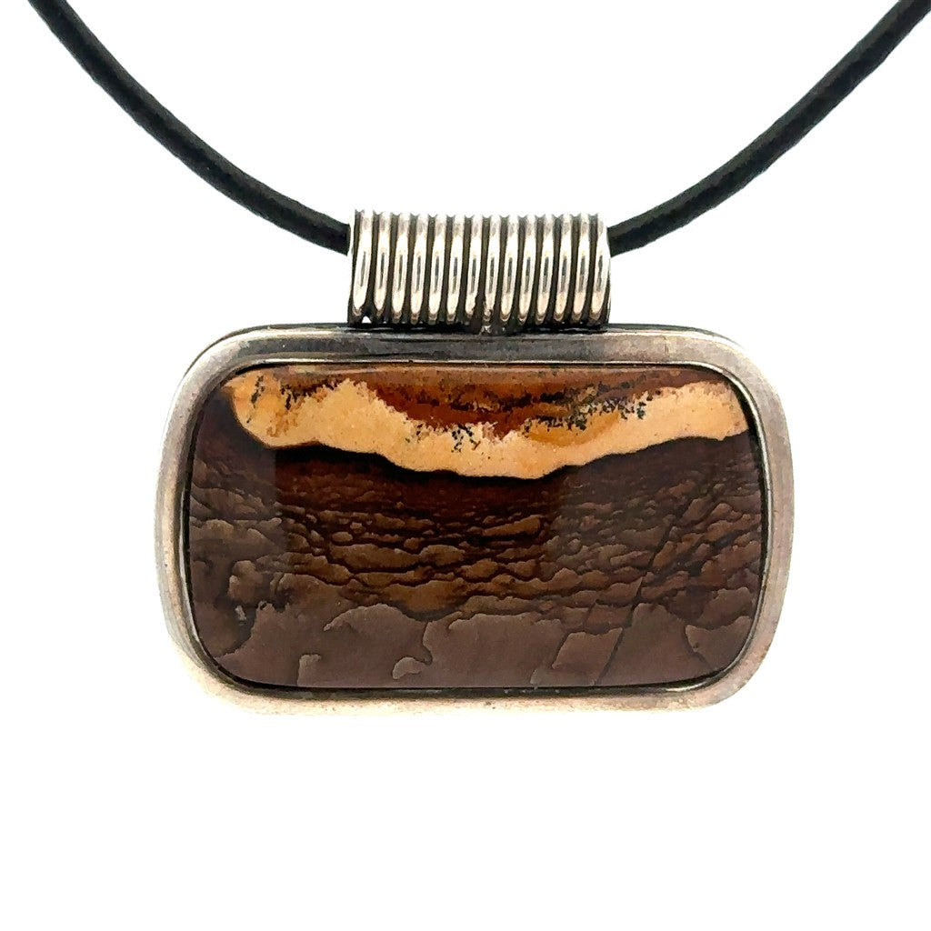 Slider Style Jasper Pendant/ Charm Sterling Silver