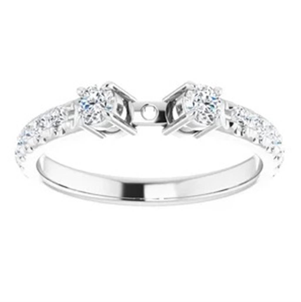 Three Stone Style Diamond Engagement Ring 14 KT White 
(Center Stone Not Included)