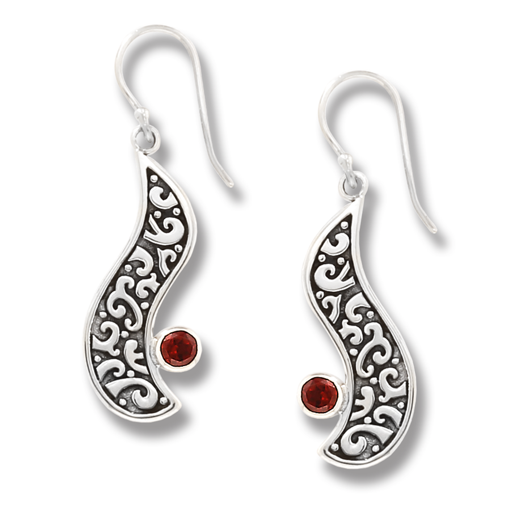 Wire Drop Style .925 White With Round Garnet Mozambiques