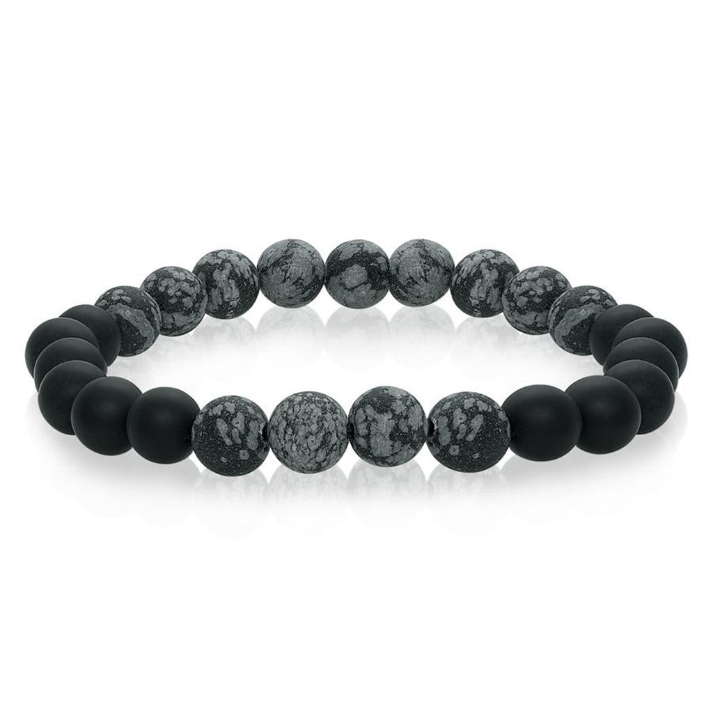 Black Onyx Gemstone Bead Stretch Bracelet 8.2" Long