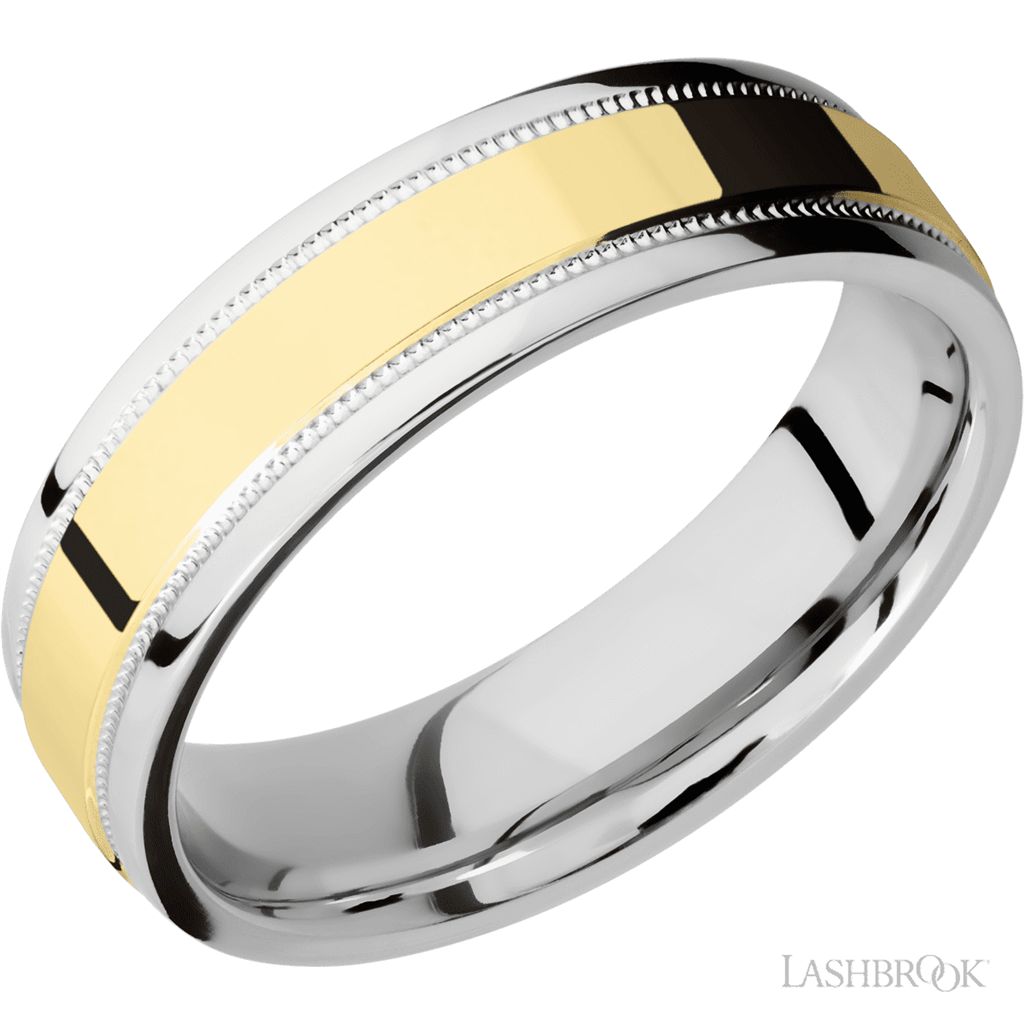 Silver & Black Cobalt Chrome Alternative Metal Ring 6mm wide Size 10.25