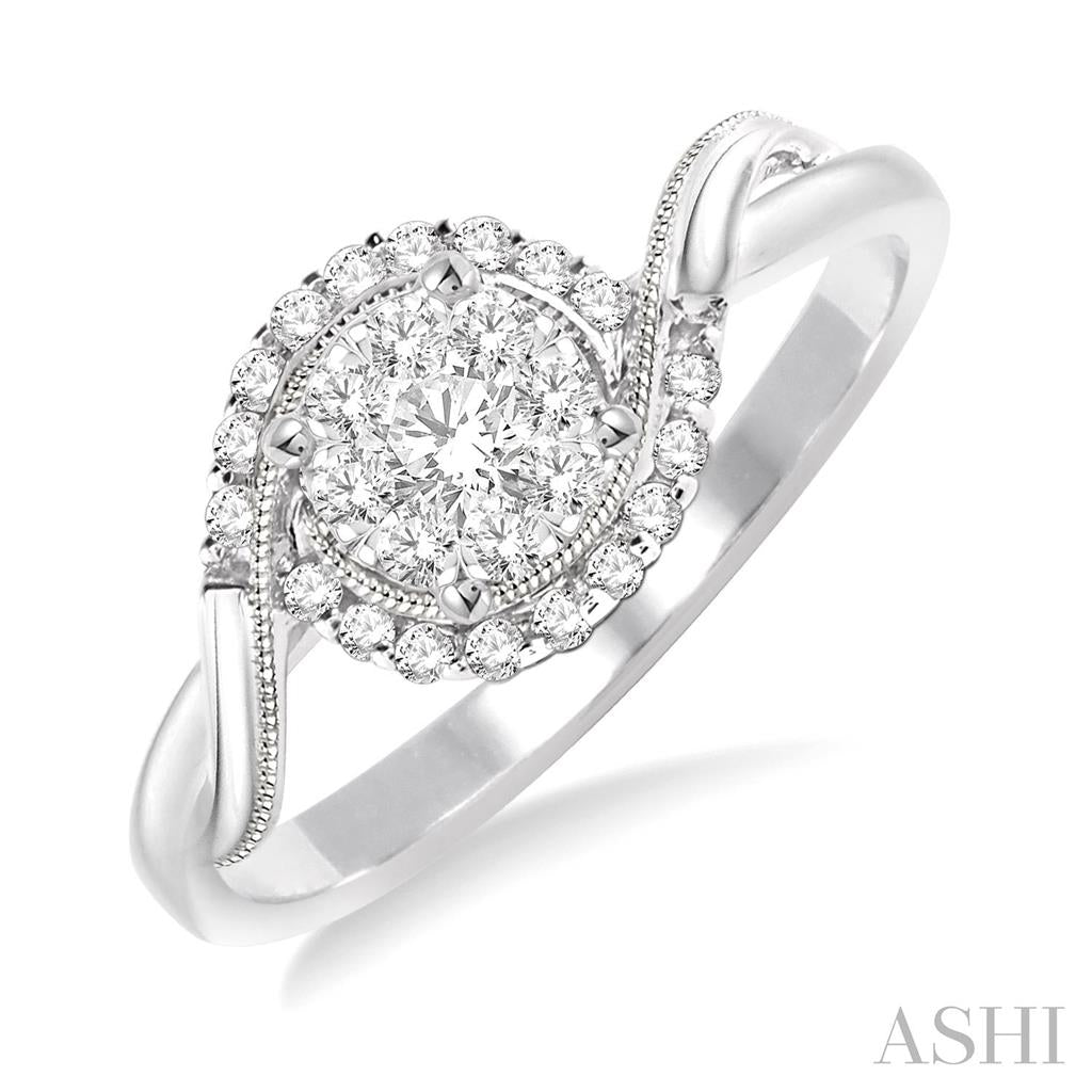 Love Bright Style Diamond Engagement Ring14 Karat Gold White