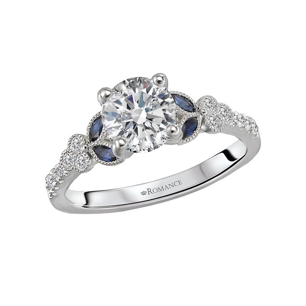 Solitare Accent Style Diamond Engagement Ring 14 Karat Gold White 
(Center Stone Not Included)