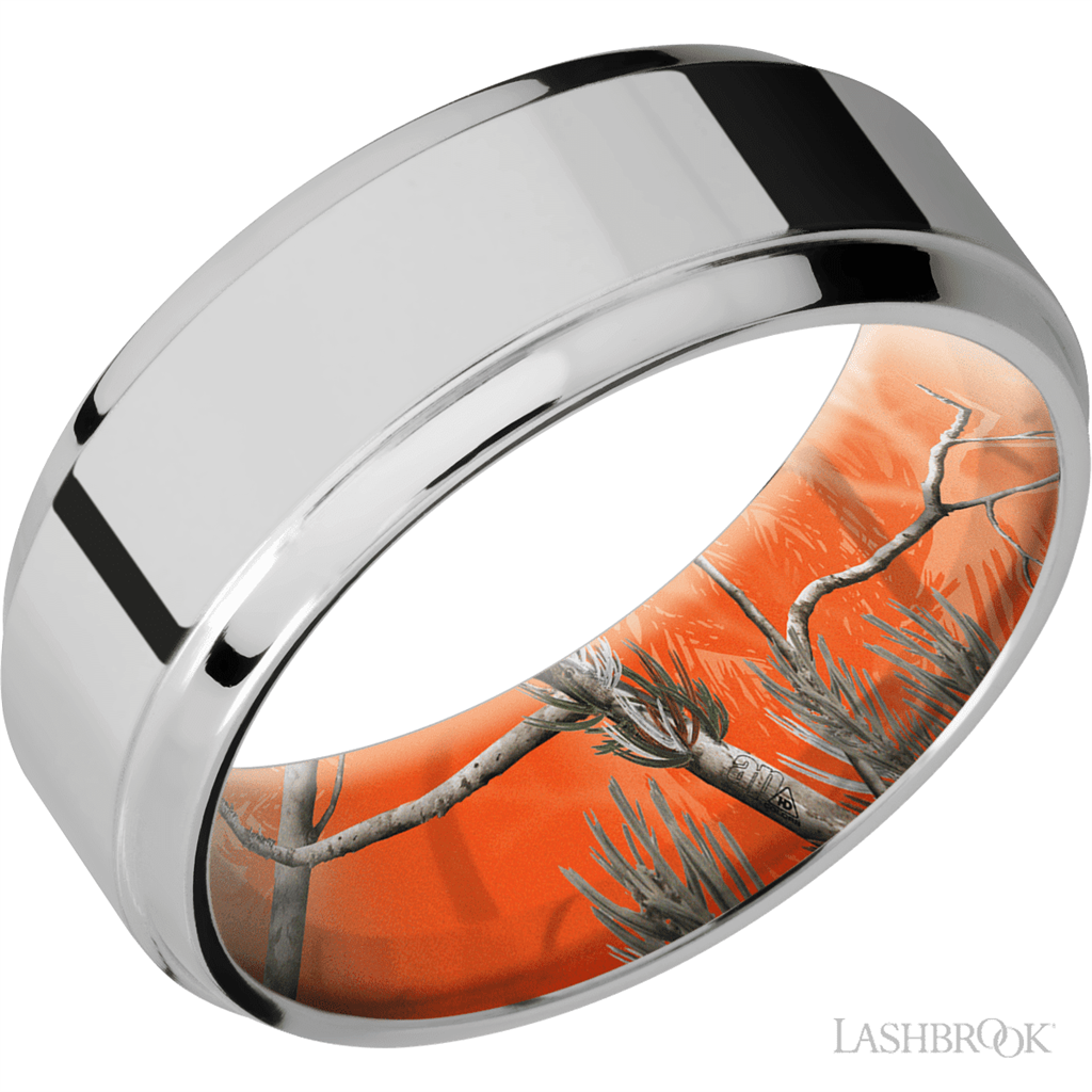 White Titanium Alternative Metal Ring 8mm wide Size 11