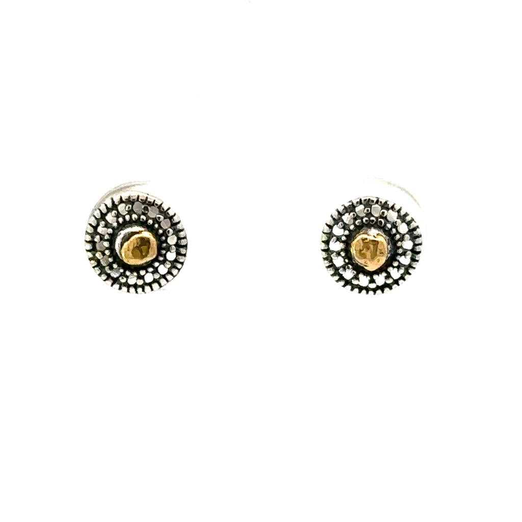 Stud Sterling Silver Earrings Accented with Alaskan Gold Nuggets