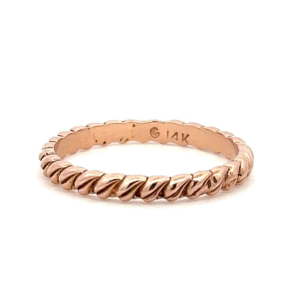 Stack-Able Fashion Ring 3 mm wide 14 Karat Gold Rose Size 6.25