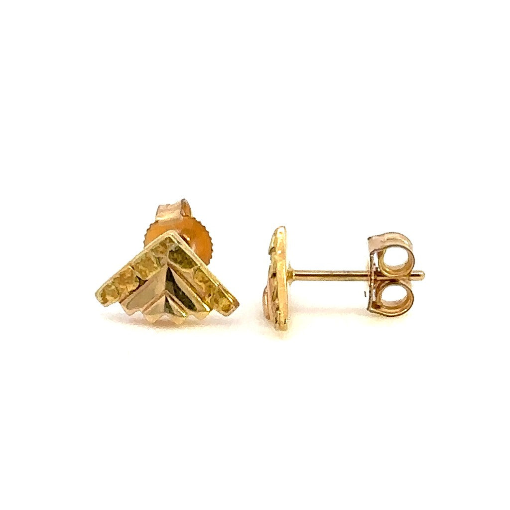 Earrings Alaskana Studs 14 Karat Gold & Alaskan Gold Nugget