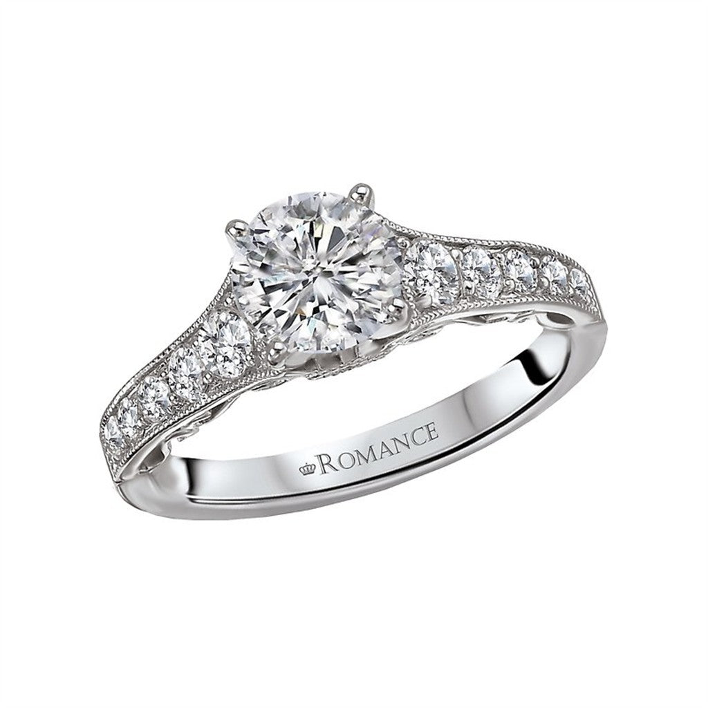 Solitare Accent Style Diamond Engagement Ring Sterling Silver White & Yellow
(Center Stone Not Included)