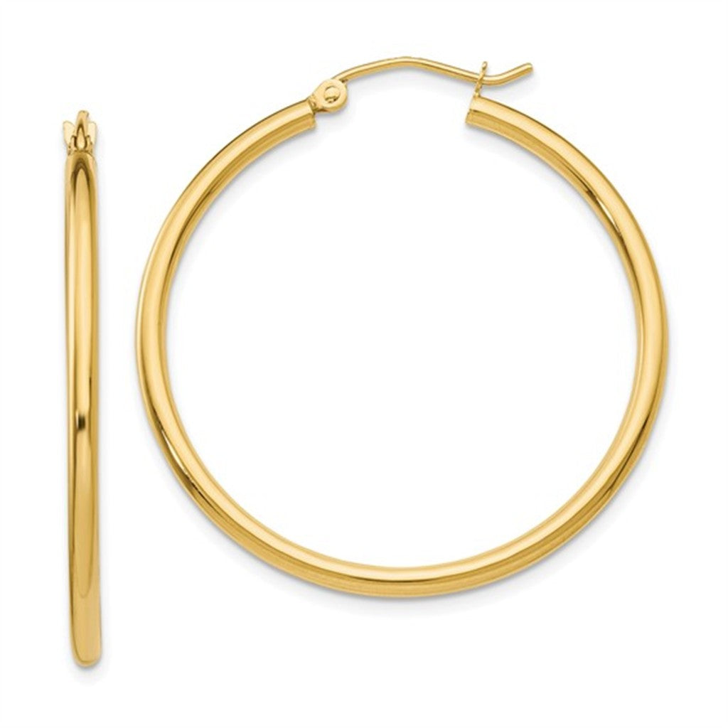 Hoop Precious Metal Earrings 36 mm Diamiter 2mm Thick 14 KT Yellow