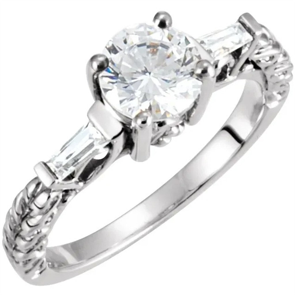 Contemporary Style Diamond Engagement RingBase Metal White